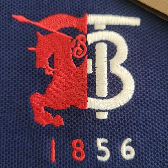 Burberry Contrast Logo Cotton Pique Polo Shirt Mens Sz M Navy Blue Casual BNWT - Picture 2 of 15